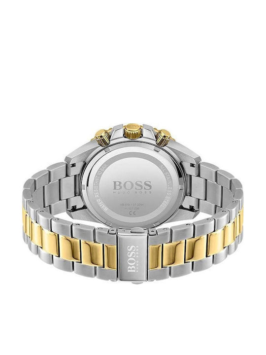 Boss Admiral Ανδρικό Ρολόι 45mm Χρονογράφος Μπαταρίας με Μεταλλικό Μπρασελέ