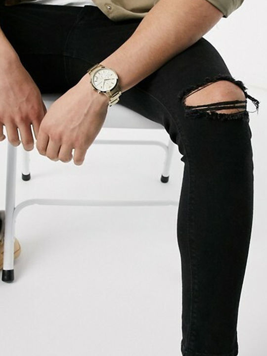 Emporio Armani Renato Ανδρικό Ρολόι 43mm Χρονογράφος Μπαταρίας με Χρυσό Μεταλλικό Μπρασελέ