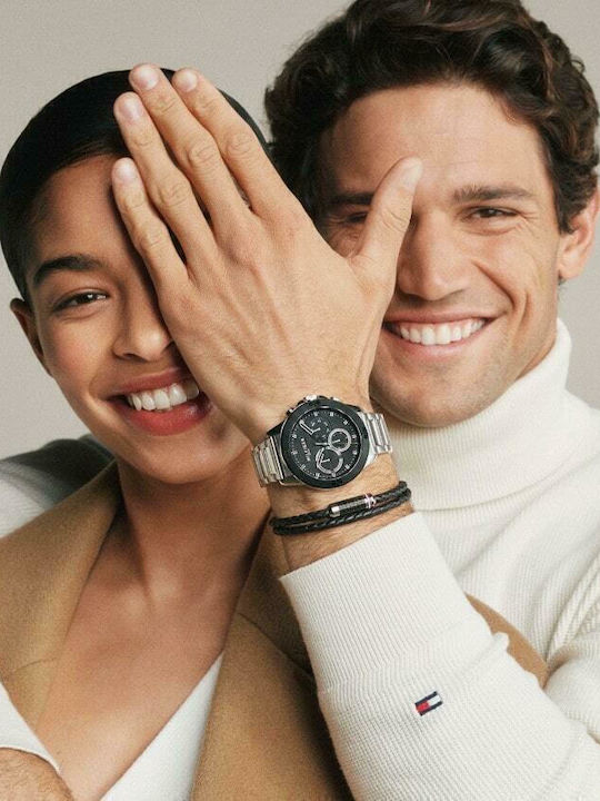 Tommy Hilfiger Harley Men's Watch 46mm Chronograph Battery with Silver Metal Bracelet