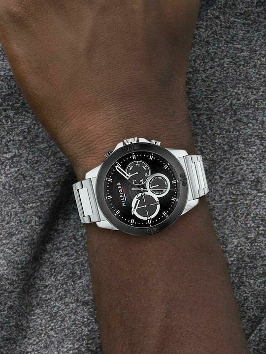 Tommy Hilfiger Harley Men's Watch 46mm Chronograph Battery with Silver Metal Bracelet