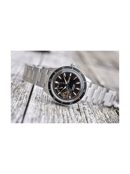 Seiko Presage Basic Line Ανδρικό Ρολόι 40.8mm Χρονογράφος Αυτόματο με Ασημί Μεταλλικό Μπρασελέ