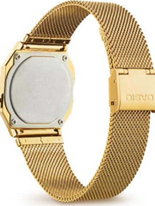 Casio Vintage Iconic Digital Men's Watch 37.4mm Chronograph Battery with Gold Metal Bracelet