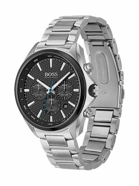 Boss Distinct Ανδρικό Ρολόι 46mm Χρονογράφος Μπαταρίας με Ασημί Μεταλλικό Μπρασελέ