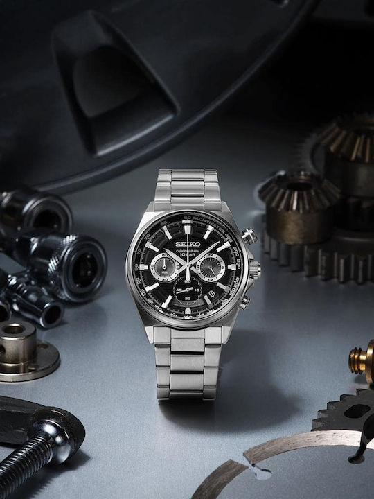 Seiko Conceptual Мъжки Часовник 41mm Хронограф На Батерия със Сребърна Метална Гривна