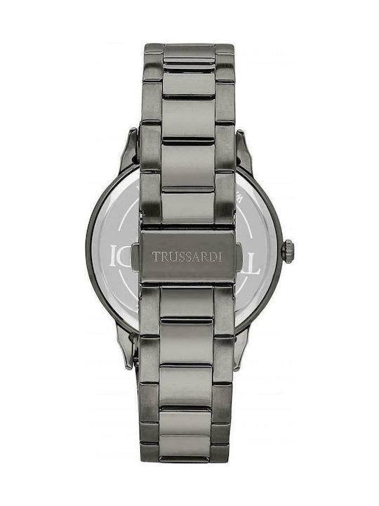 Trussardi T-Bent Herrenuhr 43mm Batterie mit Schwarzem rostfreiem Stahlarmband