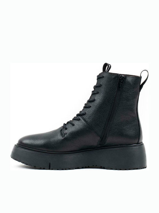 Women's Leather Combat Boots Black