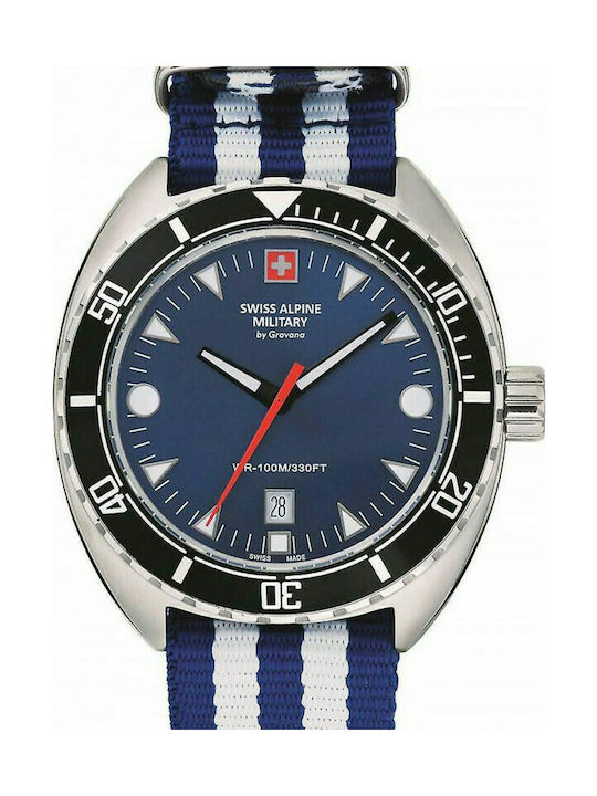 Swiss Alpine Military by Grovana Military Watch Battery with Blue Fabric Strap