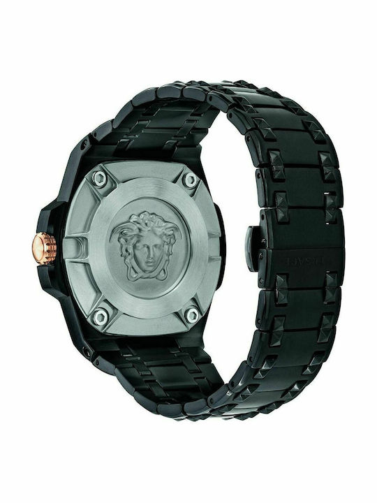 Versace Chain Reaction Ανδρικό Ρολόι 45mm Μπαταρίας με Μαύρο Μεταλλικό Μπρασελέ