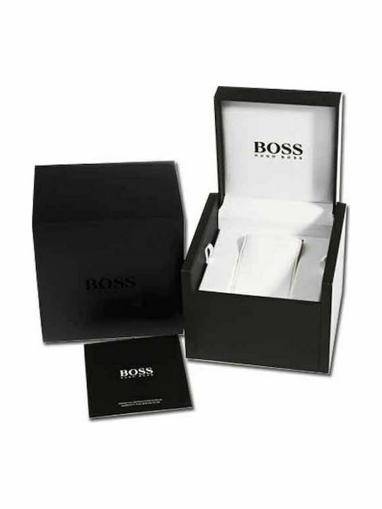 Boss Associate Chrono Ανδρικό Ρολόι 42mm Χρονογράφος Μπαταρίας με Ασημί Μεταλλικό Μπρασελέ