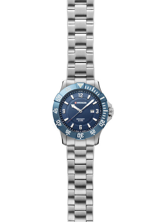 Seaforce Herrenuhr 43 mm mit Batterie in Silber