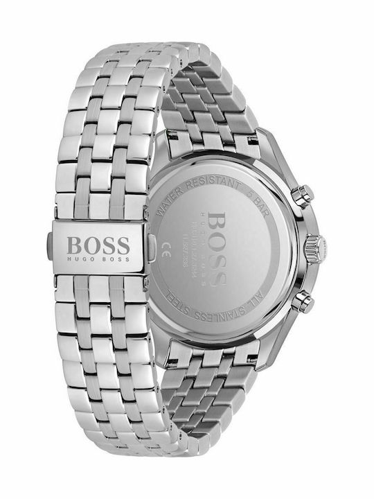 Boss Associate Chrono Ανδρικό Ρολόι 42mm Χρονογράφος Μπαταρίας με Ασημί Μεταλλικό Μπρασελέ