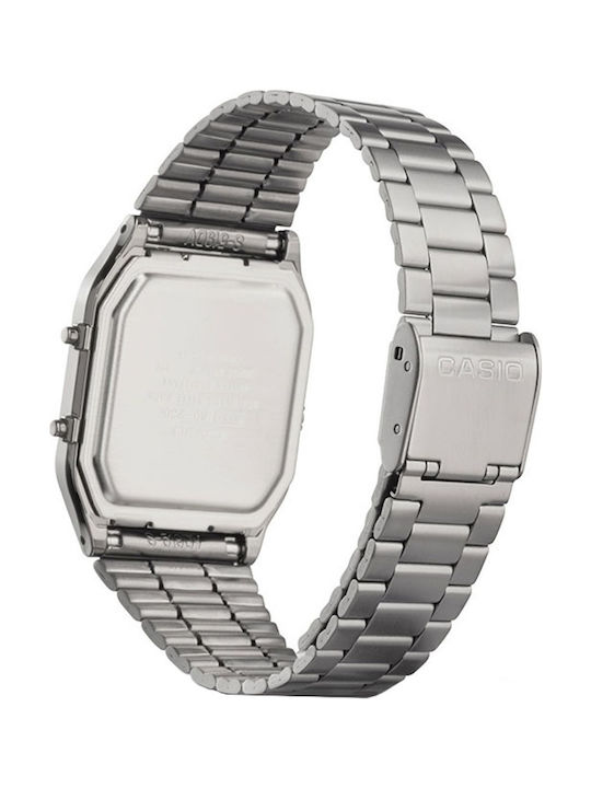 Casio Vintage Edgy Analog/Digital Men's Watch 29.8mm Battery with Silver Metal Bracelet