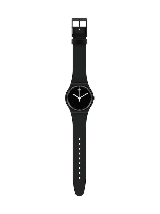 Swatch Think Time Ceas Bărbați 42mm Baterie Cu Curea Din Cauciuc Neagră