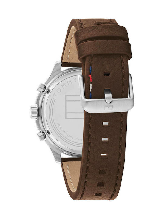 Tommy Hilfiger Asher Men's Watch 44mm Chronograph Battery with Brown Leather Strap