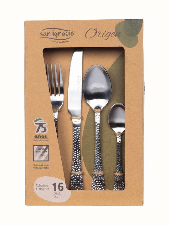 San Ignacio Origen Cutlery Set Stainless Silver 16pcs