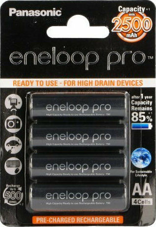 Panasonic Eneloop Pro Επαναφορτιζόμενες Μπαταρίες AA Ni-MH 2500mAh 1.2V 4τμχ