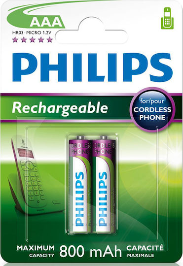Baterii Reîncărcabile Philips AAA 800 mAh 2 Bucăți