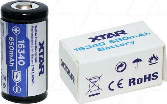 XTAR Επαναφορτιζόμενη Μπαταρία 16340 Li-ion 650mAh 3.7V 1τμχ