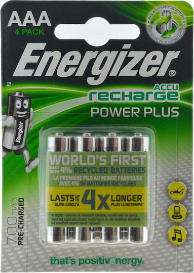 Energizer Power Plus Baterii Reîncărcabile AAA Ni-MH 700mAh 1.2V 4buc