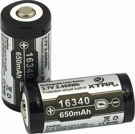 XTAR Επαναφορτιζόμενη Μπαταρία 16340 Li-ion 650mAh 3.7V 1τμχ