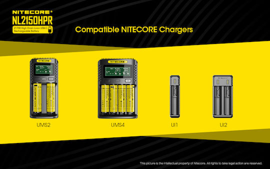 NiteCore NL2150HPR Wiederaufladbare Batterie 21700 Li-Ion 5000mAh 3.6V 1Stück