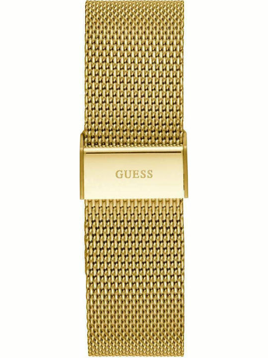 Guess Ανδρικό Ρολόι 44mm Χρονογράφος Μπαταρίας με Χρυσό Μεταλλικό Μπρασελέ