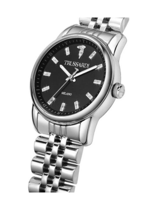 Trussardi T-Joy Γυναικείο Ρολόι 30mm Μπαταρίας με Ασημί Ατσάλινο Μπρασελέ