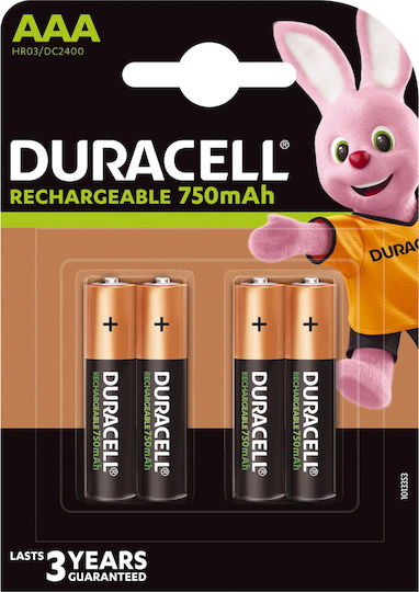 Duracell Επαναφορτιζόμενες Μπαταρίες AAA Ni-MH 750mAh 1.2V 4τμχ