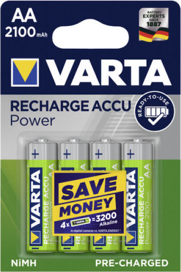Varta Recharge Accu Recycled Baterii Reîncărcabile AA Ni-MH 2100mAh 1.2V 4buc