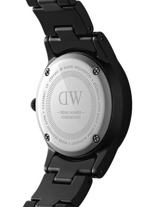 Daniel Wellington Iconic Link Ceramic Women's Watch with Black Ceramic Bracelet