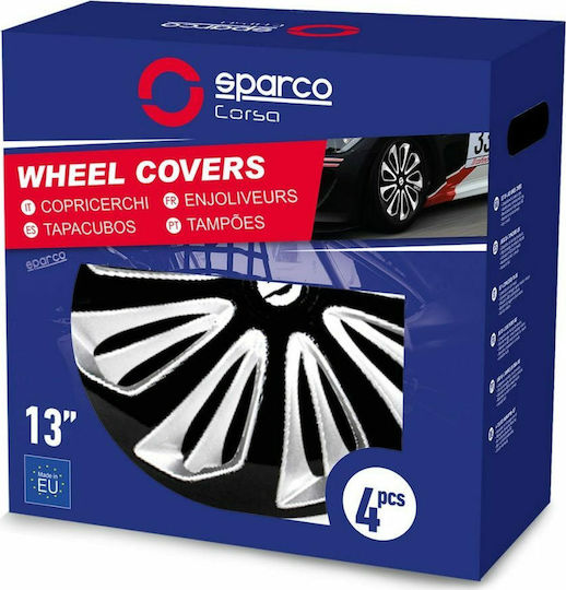 Sparco Σετ Τάσια Αυτοκινήτου Sicilia Pro 4τμχ 13" Μαύρο/Ασημί