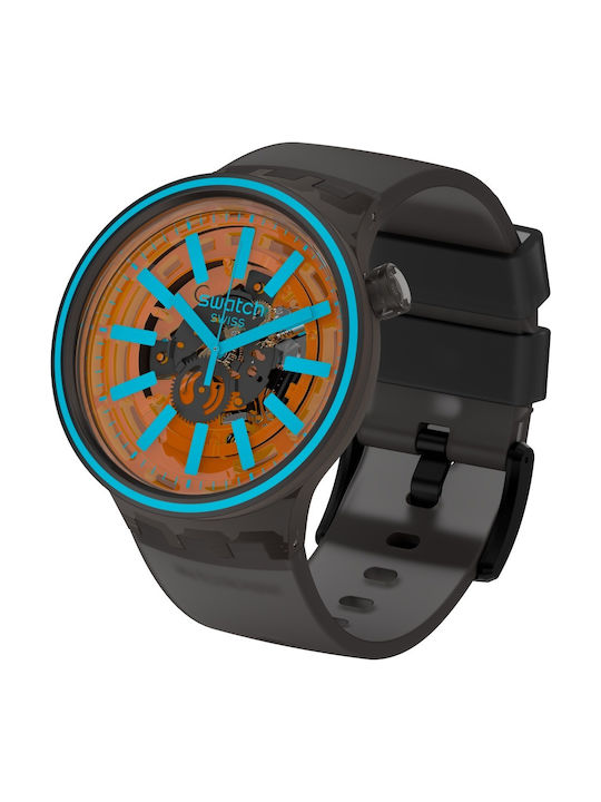 Swatch Big Bold Γυναικείο Ρολόι 47mm Μπαταρίας με Μαύρο Καουτσούκ Λουράκι