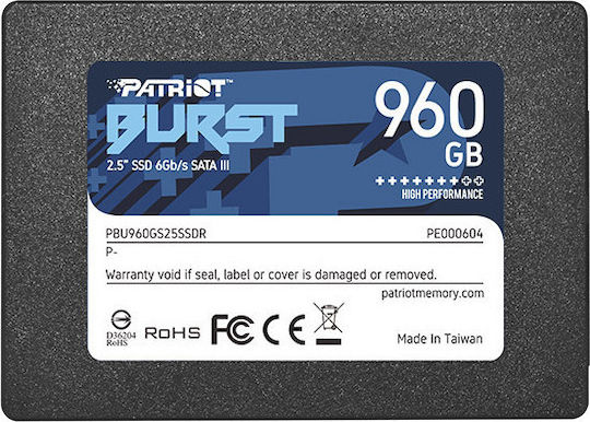 Patriot Burst SSD 960GB τύπου 2.5'' με σύνδεση SATA III PBU960GS25SSDR