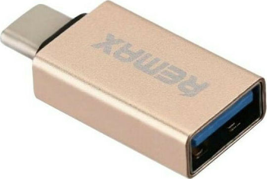 Remax OTG RA-OTG1 Converter USB-C Male to USB-A Female Gold 1 Piece