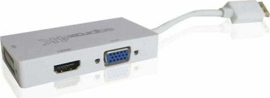 Approx Converter DisplayPort male to DVI-I / HDMI / VGA female White 1pcs APPC37