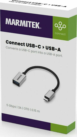 Marmitek Connect Μετατροπέας USB-C male σε USB-A female Ασημί 1τμχ