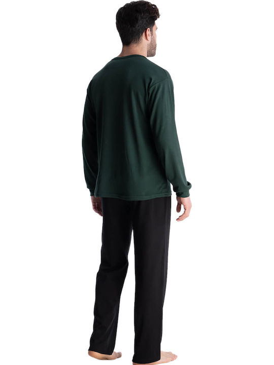 Rachel Ho Ho Ho Men's Winter Cotton Pajamas Set Green