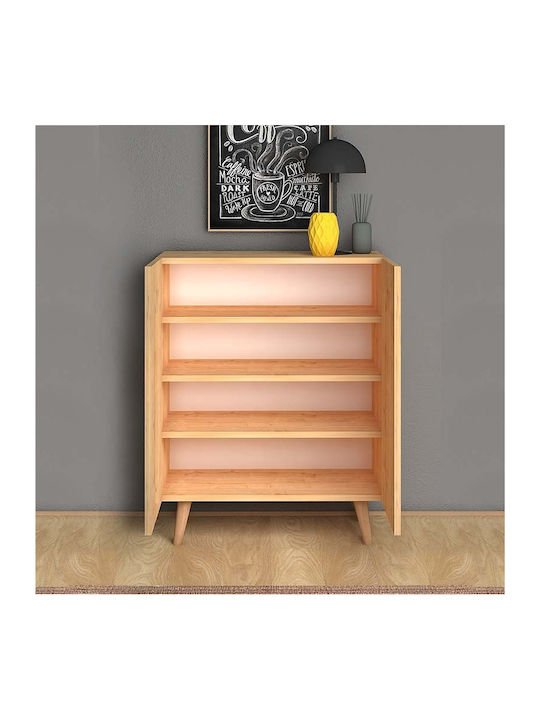 Ξύλινη Παπουτσοθήκη Luce με 4 Ράφια Δρύς Μ70xΠ35xΥ85cm