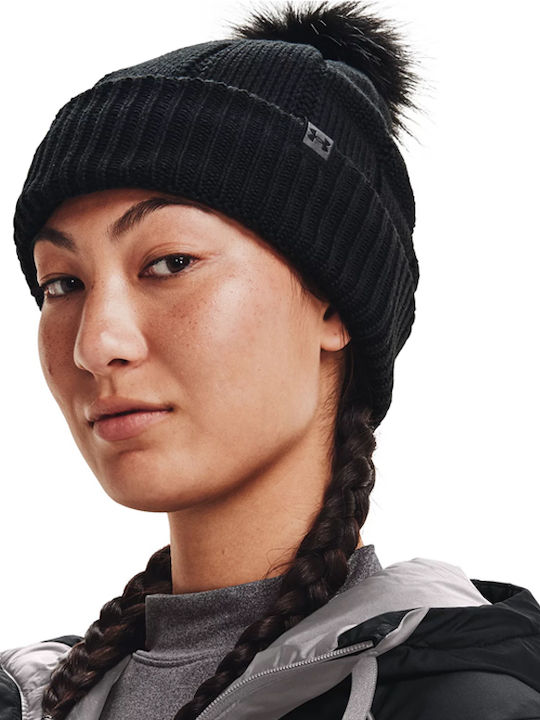 Under Armour Around Town ColdGear® Infrared Pom Pom Beanie Frauen Beanie Gestrickt in Schwarz Farbe