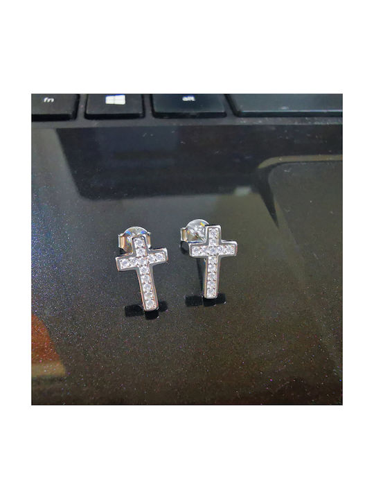 Silver cross earrings silver 925 platinum plated