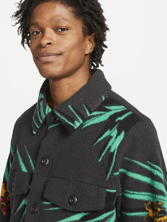 LeBron Sherpa Printed ButtonDown Jacket Мъжка Жилетка Dark Smoke Grey