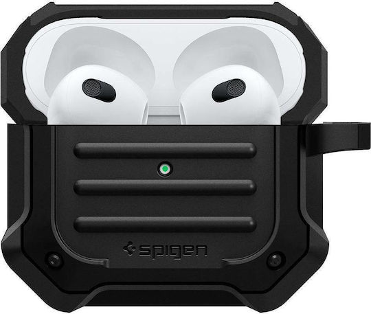 Spigen Tough Armor Θήκη Σιλικόνης με Γάντζο σε Μαύρο χρώμα για Apple AirPods 3