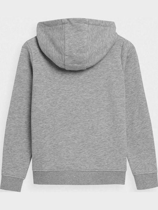 Athletic Kids Sweatshirt Cardigan Cotton with Hood Gray