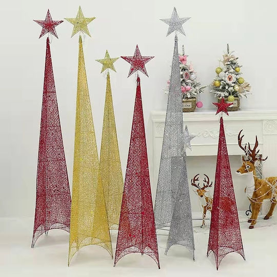 Christmas Decorative Illuminated Tree Pyramid 150cm Gold