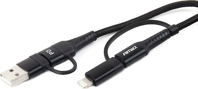 AMiO FullLINK UC-15 Braided USB to Lightning / Type-C Cable Μαύρο 1m (02547/AM)