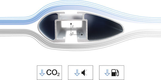Cruz Airo X 108cm. für Opel Corsa (mit Dachträgerfüßen und Schloss) Silber
