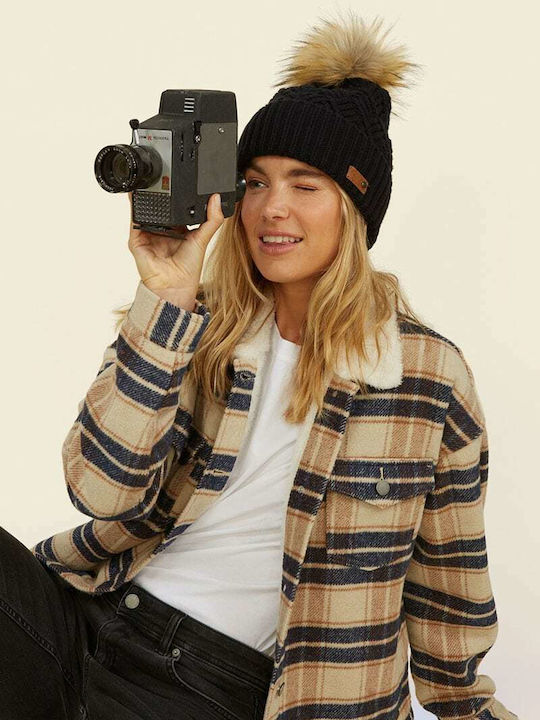 Ski Chic Pom Pom Beanie Beanie Knitted in Black color