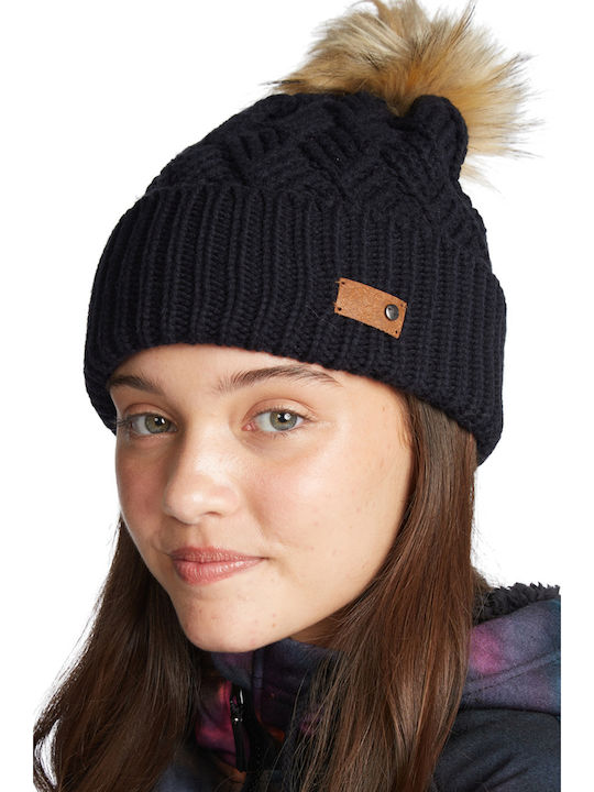Ski Chic Pom Pom Beanie Beanie Knitted in Black color
