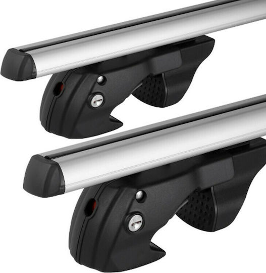 Menabo Menabo Aluminum Roof Bars Sherman 135cm Universal 2004-2010 for Cars with Factory Bars Set with Roof Rack Legs and Lock Silver