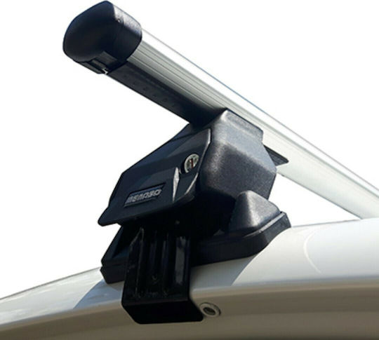 Menabo Car Roof Bars Aluminum 130cm for Kia Rio 5D Set with Roof Rack Legs Silver